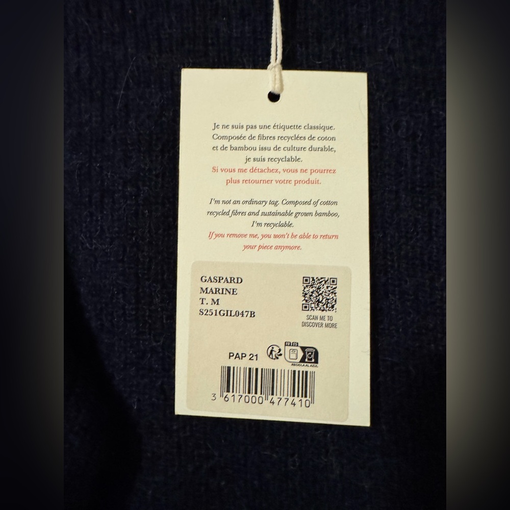 Sézane GASPARD Cardigan in Navy size Medium New with Tags - Picture 4 of 5